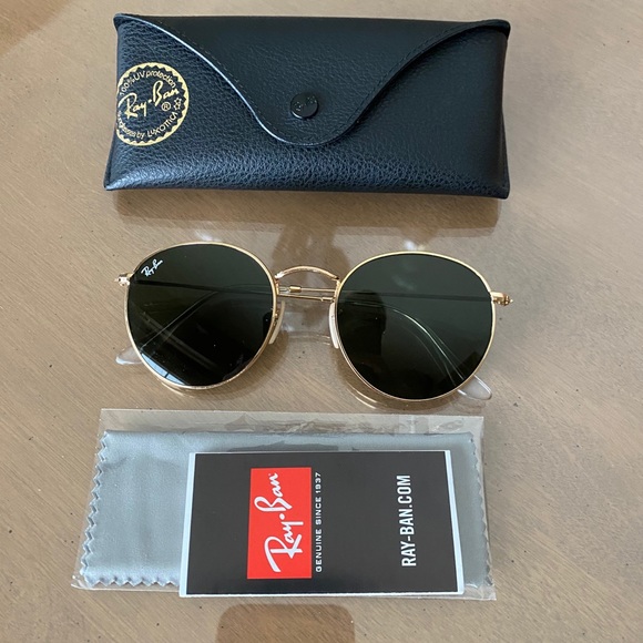 Ray-Ban Accessories - RAYBAN round sunglasses- black with gold frames